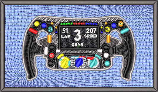 F1 Steering Wheel,  T-Shirt Embroidery